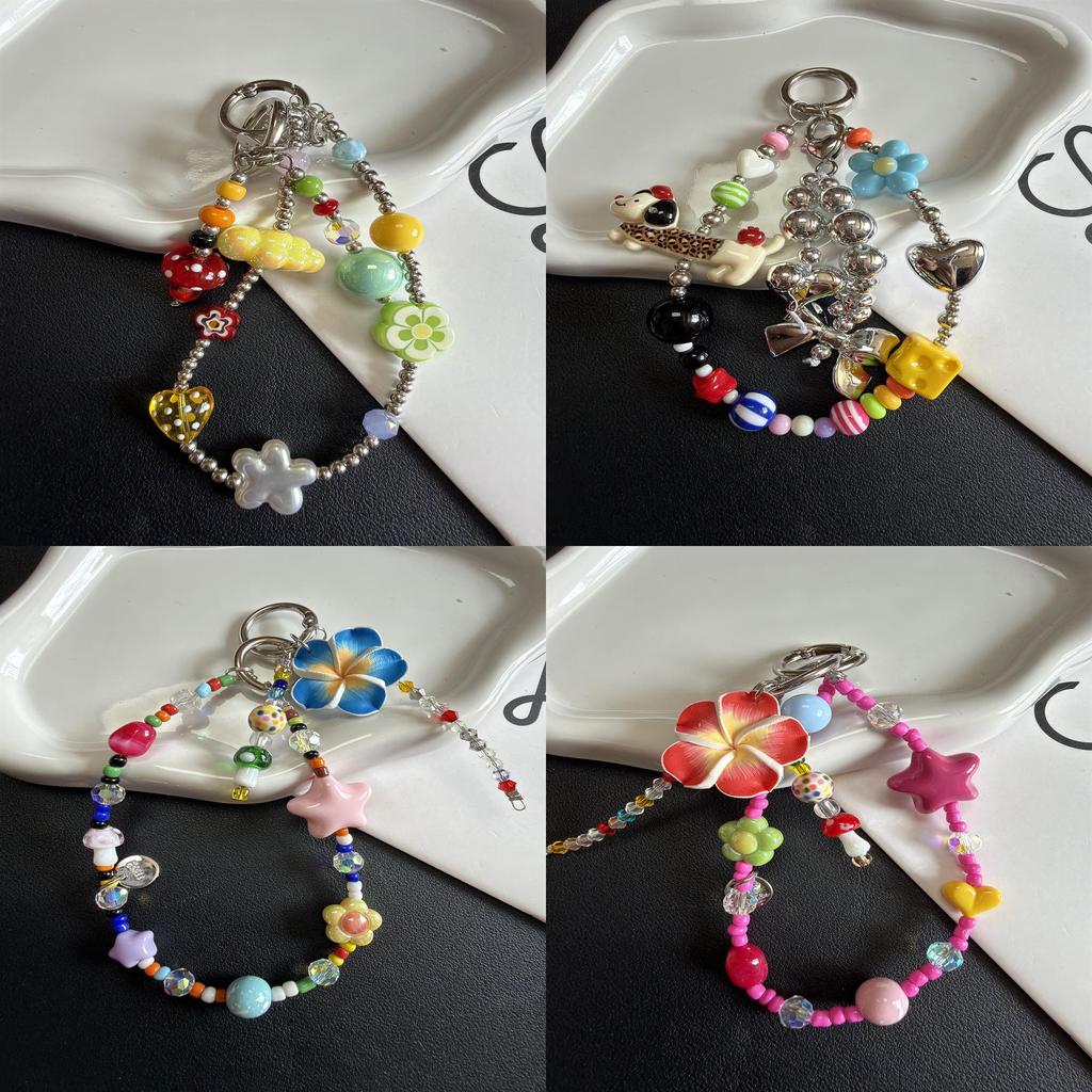 Summer Flower Cartoon Phone Strap With Pvc Beads And Cute Pendant For Girls And Teens