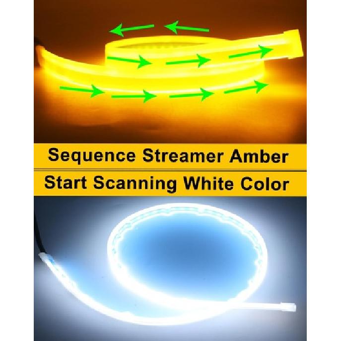24Inch Daytime Running Light Strip 60CM Start Scan White and Yellow Sequential F