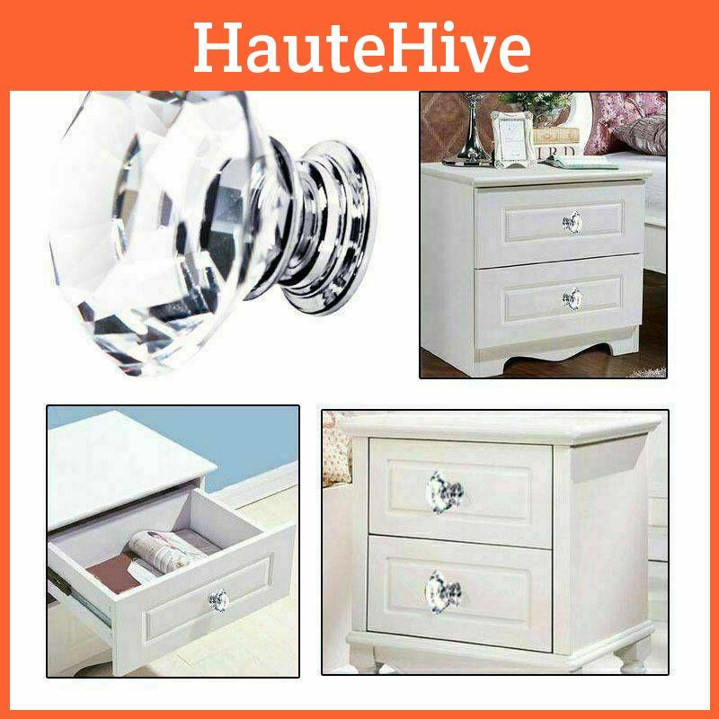 Eleganter 30mm Kristall-Diamant Glas Zuggriff für Türen und Schränke 1 Stück