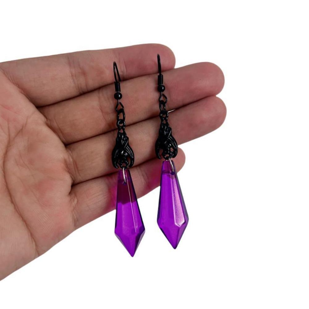 Darkness Black Red Crystal Drop Earring Goth Vampire Bat Ear Drops Hoops Gothic Rose Halloween Cosplay Aretes Earring