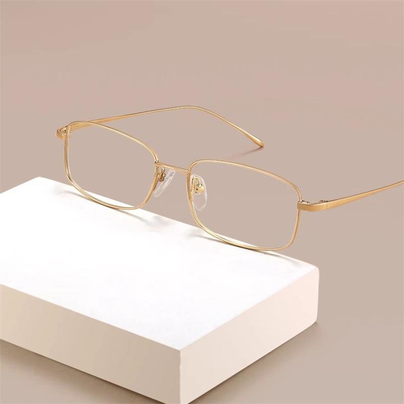 Brand Design Women Photochromic Eyeglass Square Titanium Frame Anti Blue Ray Short Sight Prescription Myopia Custom Men Glasses