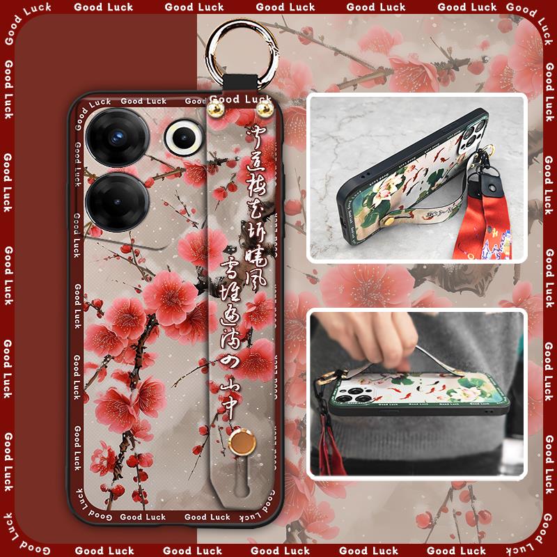 For Mom Chinese Style Phone Case For Tecno Camon20 Pro 5G/CK8n Fashion Wrist Strap Soft Case Phone Holder Dirt-resistant