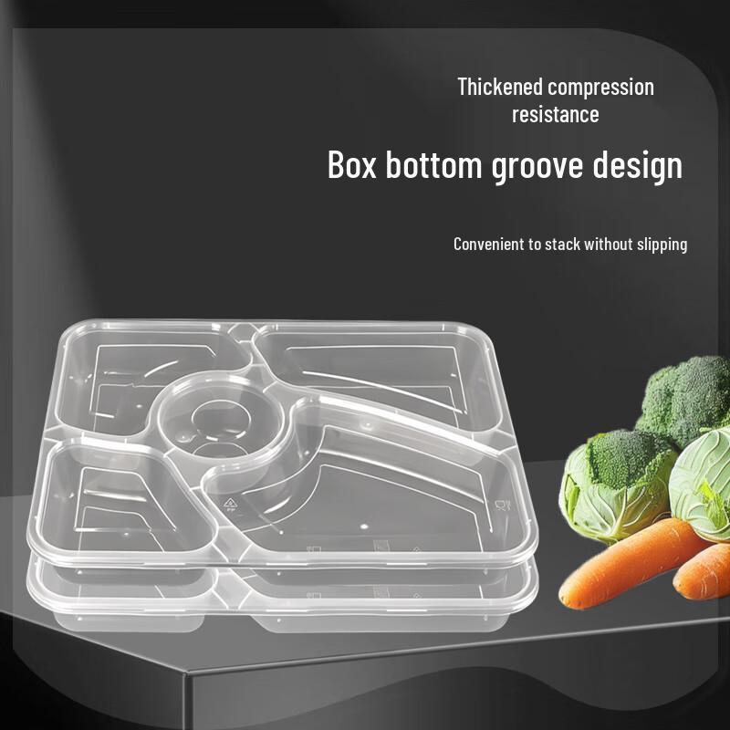 Food Grade Disposable 5-Compartment Takeaway Lunch Box