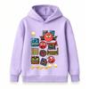 Kids Boys Girls Hoodie Cartoon Red Ball Angry Monsters Print Casual Pullover Hooded Sweatshirt For Children Daily Wear
