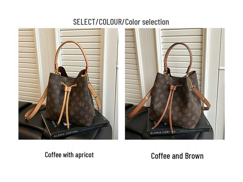 Vintage Blumen-Eimertasche mit Kordelzug - Retro Europäisches/Amerikanisches Design, Handtaschen-/Schulter-/Crossbody-Optionen