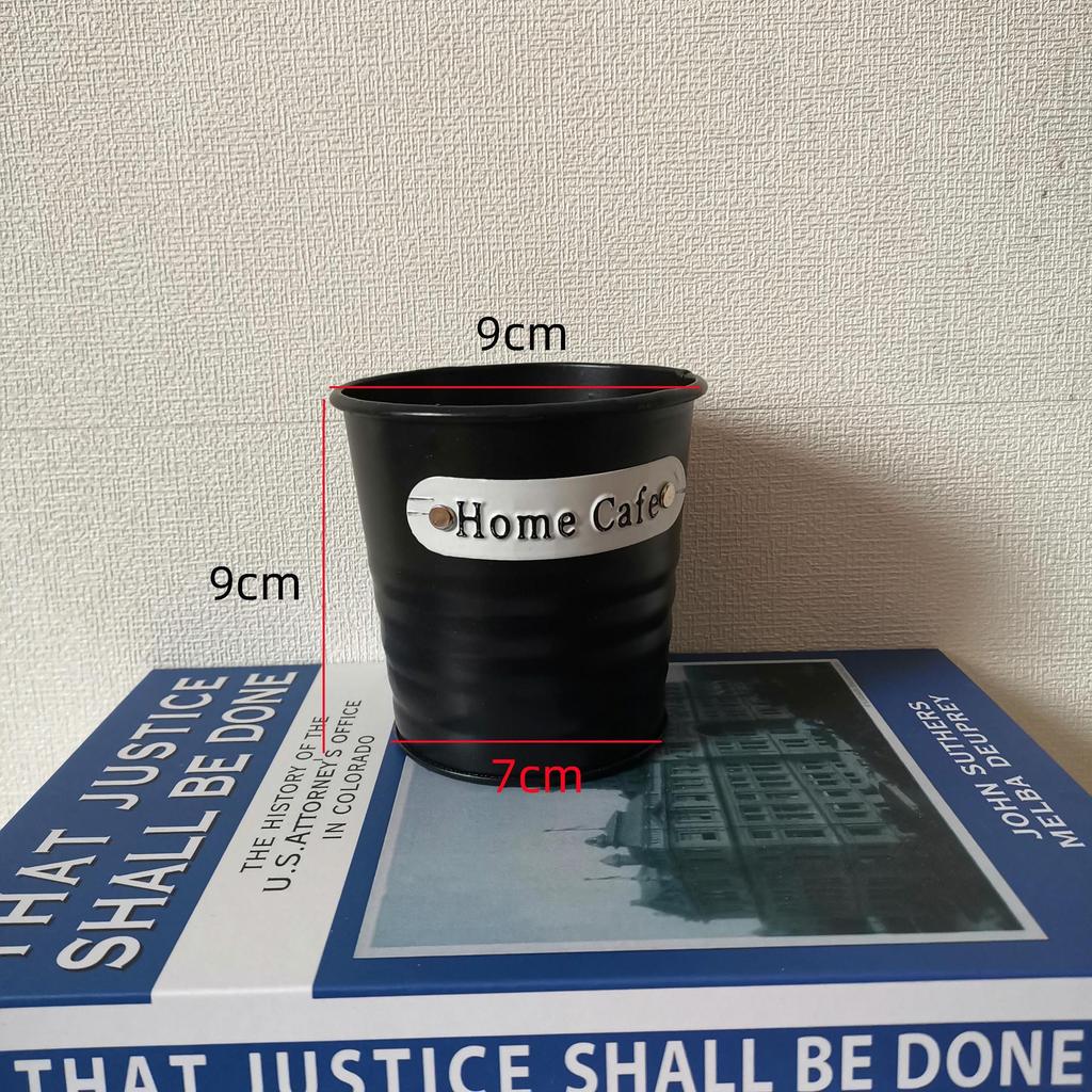 Tin Flower Pot with Hemp Rope Succulent Holder - European Pastoral Wrought Iron Bucket