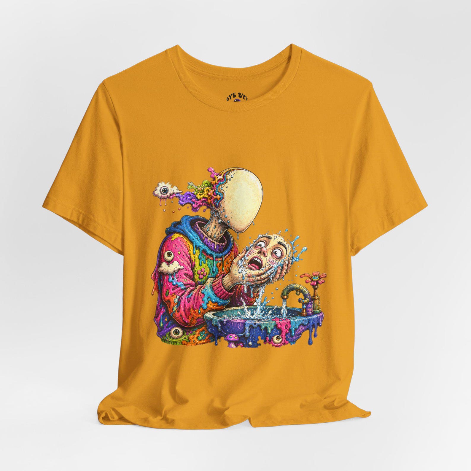 Surreal Dripping Head Illustration T-Shirt | Psychedelic Art Tee S
