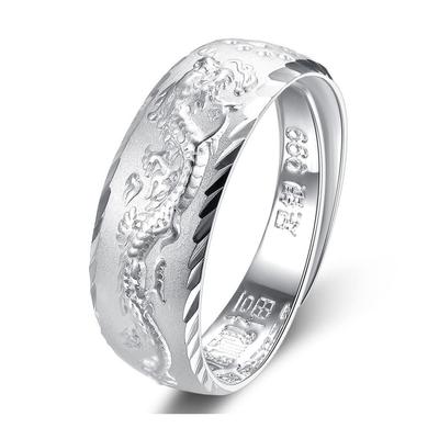 Free 999 Silver Stylish Dragon Carved Pure Silver Adjustable Wedding Fashion Accessory Men's Ring, Size, Ring, Ring, Ring, Size, Ring,