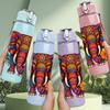 1PC Colorful Floral Elephant 750ml Color Plastic Sports Water Bottle Leakproof Flip Straw Lid Suitable for Sports Office Home Use
