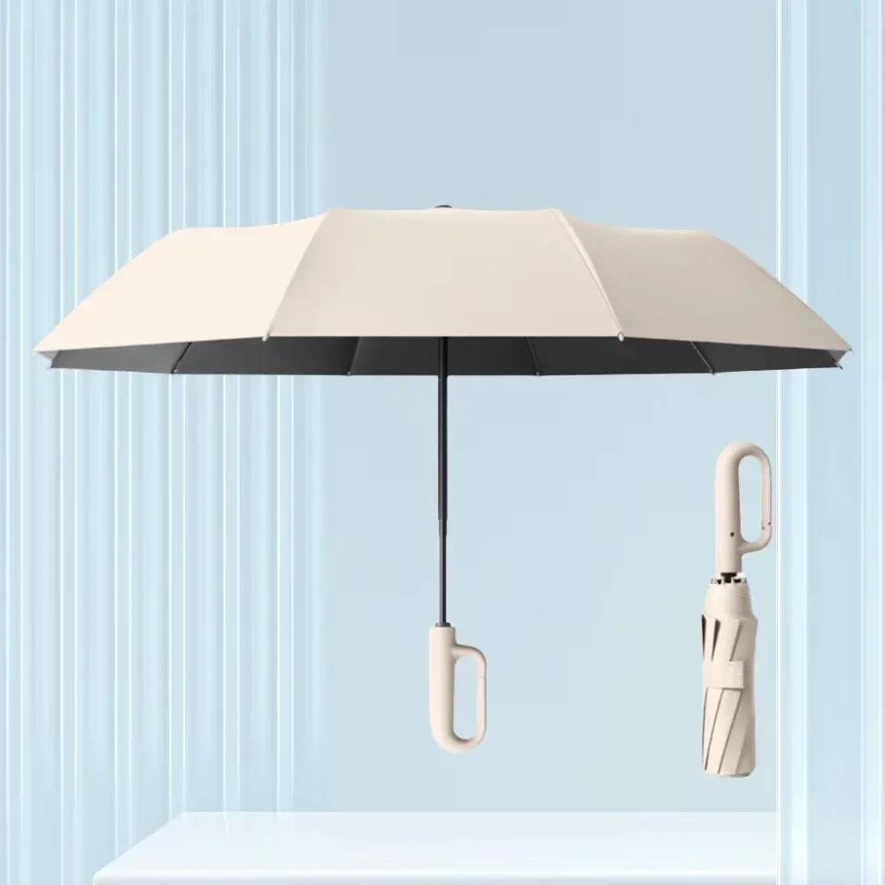 

Новая ручка с пряжкой, можно разместить где угодно, виниловый тент от дождя и высококачественный автоматический зонт, прозрачный зонт бежевый