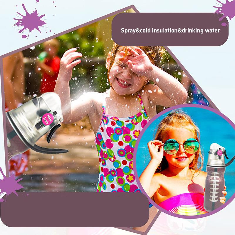 Bidon ze spryskiwaczem Dwuwarstwowy 3 w 1 Wielofunkcyjny Izolacja na zimno Sporty outdoorowe Podróże Kemping Przenośny Odporny na upadki Kubek sportowy termos