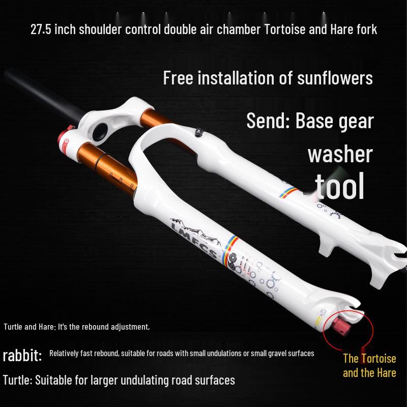 Dual Air Chamber Mountain Bike Fork - 26/27.5/29 Inch, Adjustable Damping, Magnesium Alloy