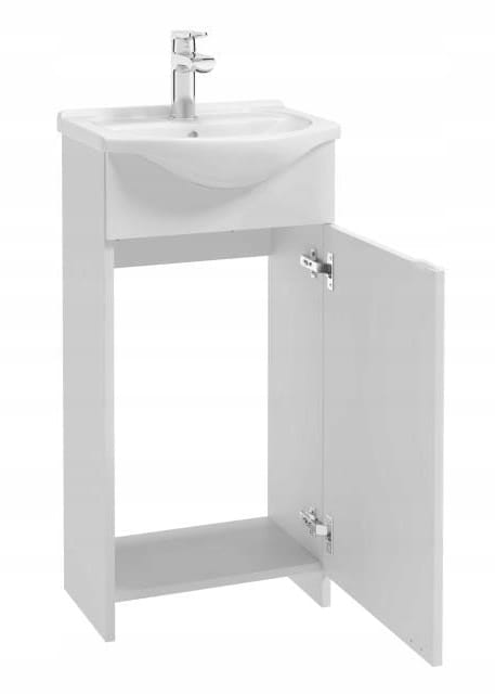 White Bathroom Cabinet with Sink with Extended Chrome Faucet and Siphon 84x45cm Frigo