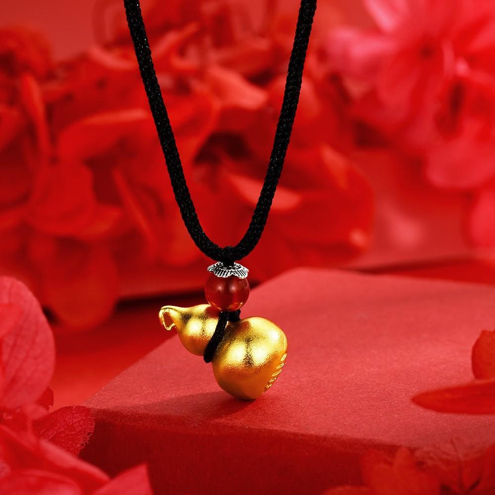 Jindian has the same Fulu God of Wealth, sand gold ancient French wire matte lucky gourd pendant, retro court necklace wholesale.