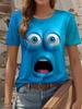 3D-gedrucktes lustiges Ausdrucksmuster Damen-T-Shirt Sommerlich lässig Rundhals-Oberteil Kurzarm Locker geschnittenes T-Shirt Täglich Kurzarm