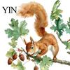 Watercolor Squirrel Stickers Wall Sticker, Cute Tree Branch Decal, Removable PVC Art Forest Animal Mural for Living Room, Bedroom, Nursery Easy