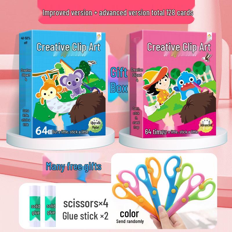 Creative Paper Cutting Collage Kit for Girls Ages 3-6 - Kindergarten Art Materials & Educational Toy