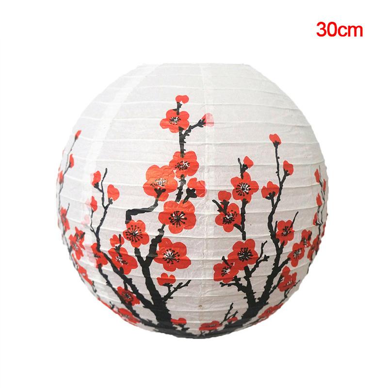 

30/35 см Круглый бумажный фонарь Абажур Цветок сливы Китайский антикварный бумажный фонарь Год Бумажный абажур Домашний декор 30cm/12in белый