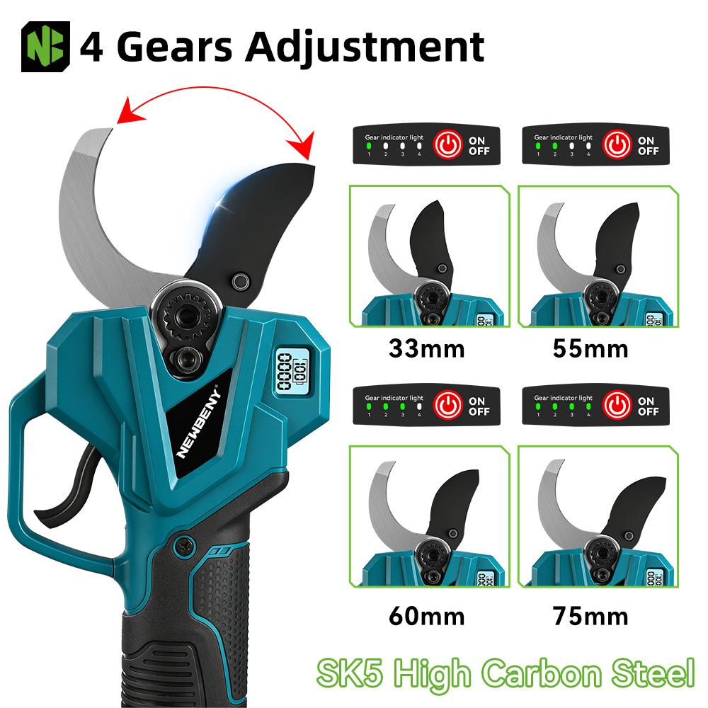 Newbeny 4 Gänge Bürstenlos 75mm Elektrische Astschere Obstbaum Bonsai Akku-Scheren Gartengeräte Für Makita Akku