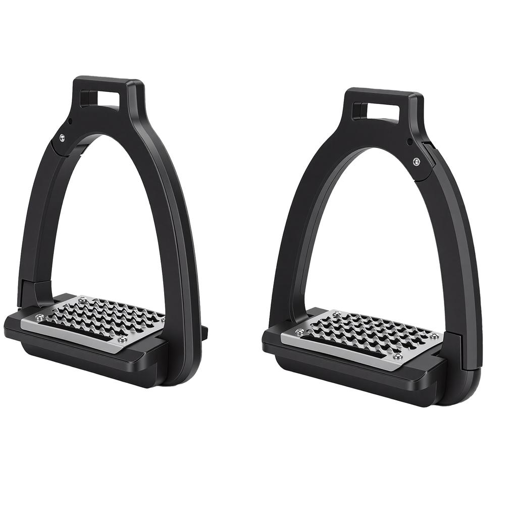 1 Pair Horse Stirrups Alloy Side Opening Safety Stirrup with Anti Slip Pads for Training Practice