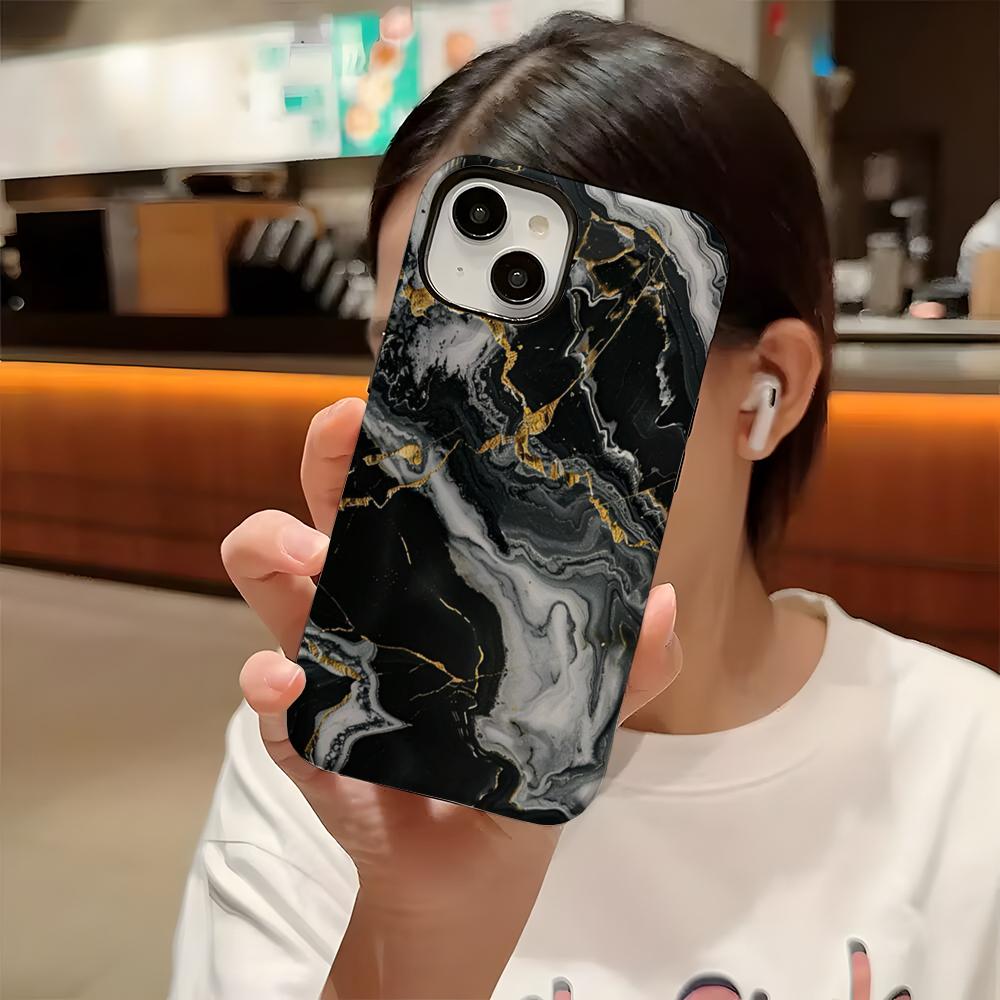 Marmor Muster Handy Hülle Hartes PC Für IPhone 16 Pro Max 16 15 14 Plus 13 12 11 Zwei-in-eins Glänzend HD Abdeckung