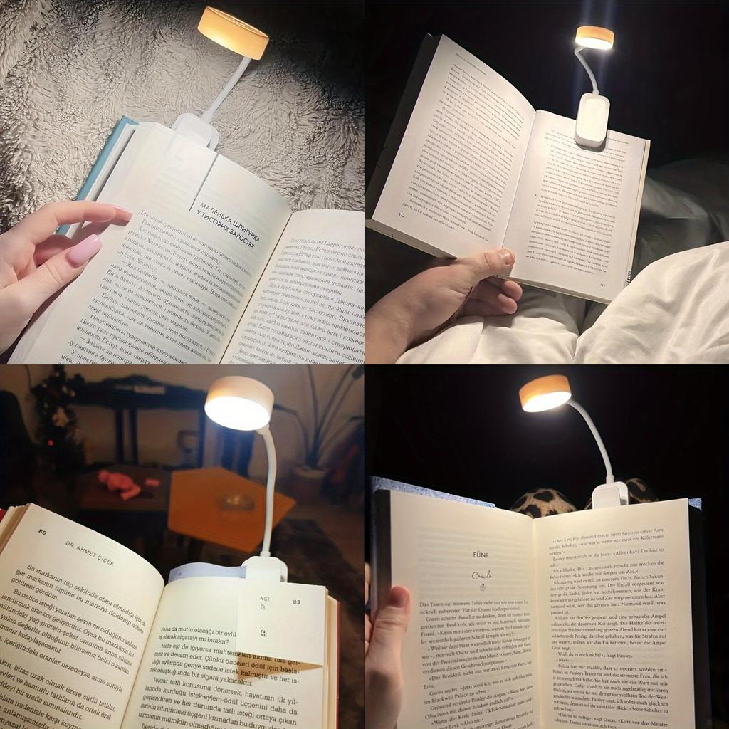 Adjustable reading light with 3 color modes - compact design, perfect for nighttime reading, soft LED eye-friendly light, battery powered.