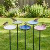 Flower-Shaped Ceramic Bee Feeder Rust-resistant Floral Sculpture Bird Bath Bowl Handcrafted Metal Vintage Style