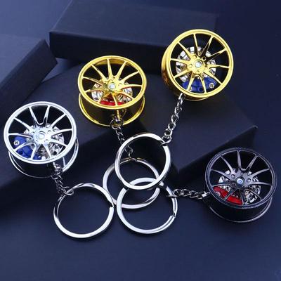 Metal Brake Wheel Hub Keyring - Gun Black Caliper Keychain for Mercedes Gift