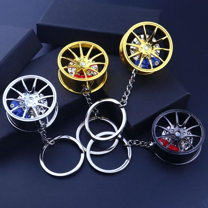 Cross-border Car Brake Keychain with Rotating Wheel & Laser Logo