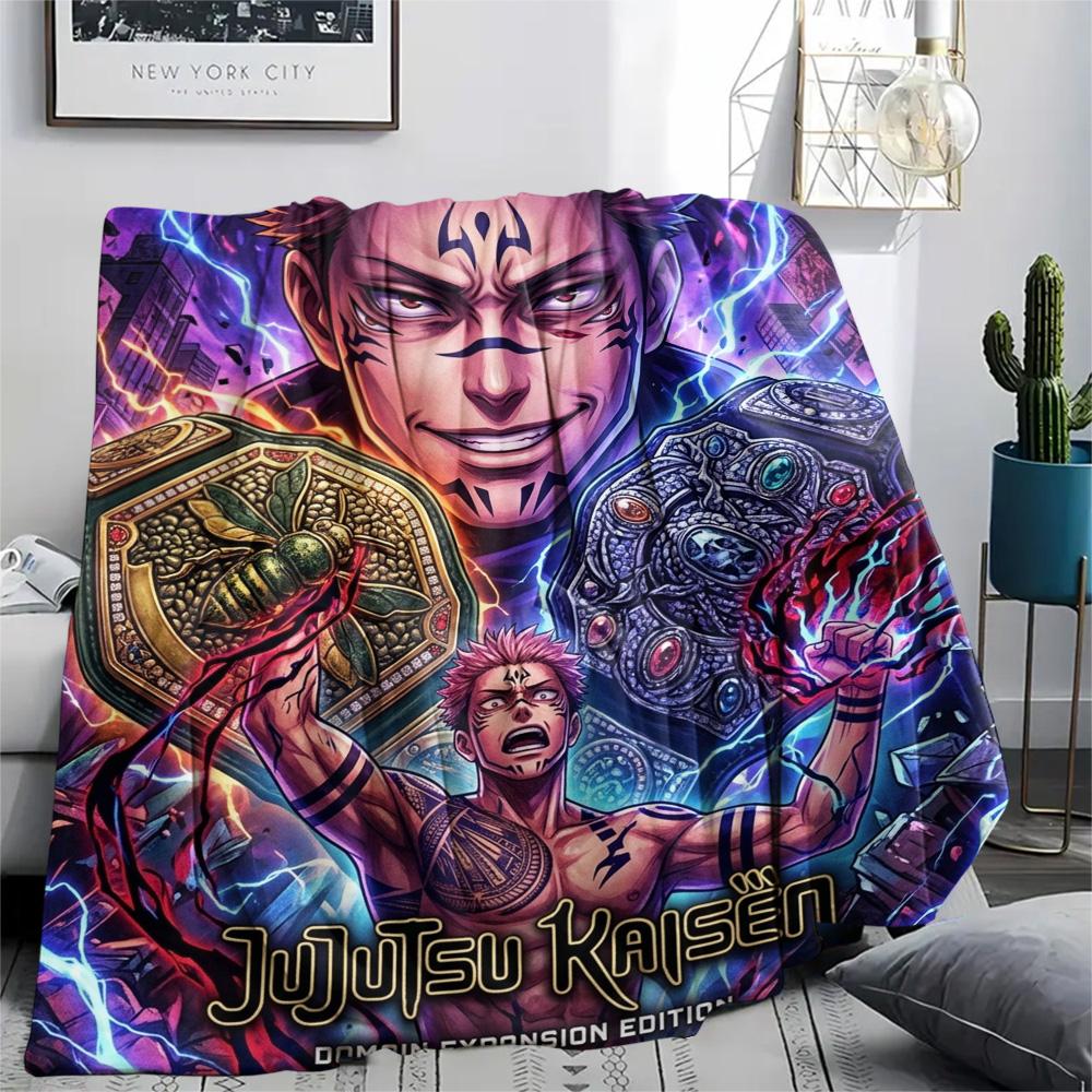 1PC Jujutsu Kaisen Patterned Flannel Blanket Suitable For All Seasons For Home Decor Warmth And Comfort Gifts Holiday Present