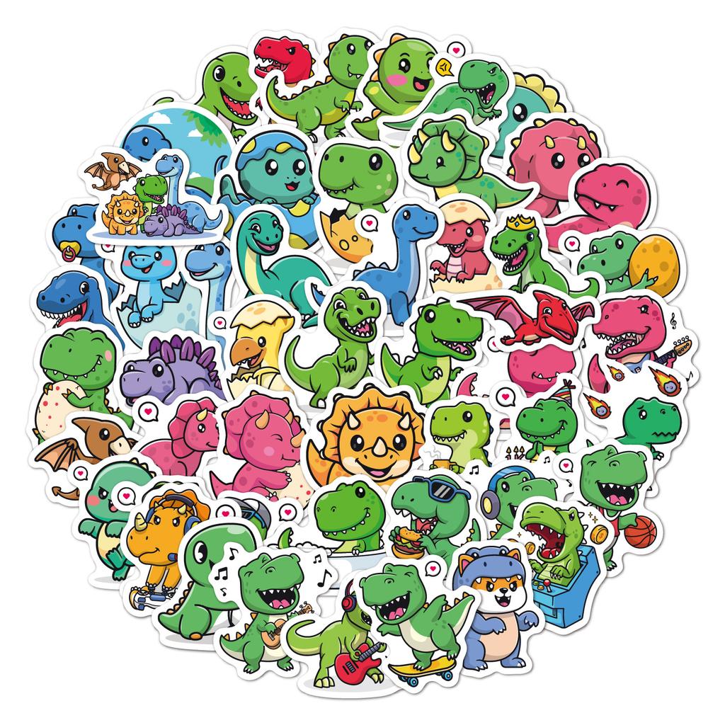 Stickers 50 Small Size Water Cup Lunch Box Stationery Decoration Student Reward Small Gift Dinosaur Stickers