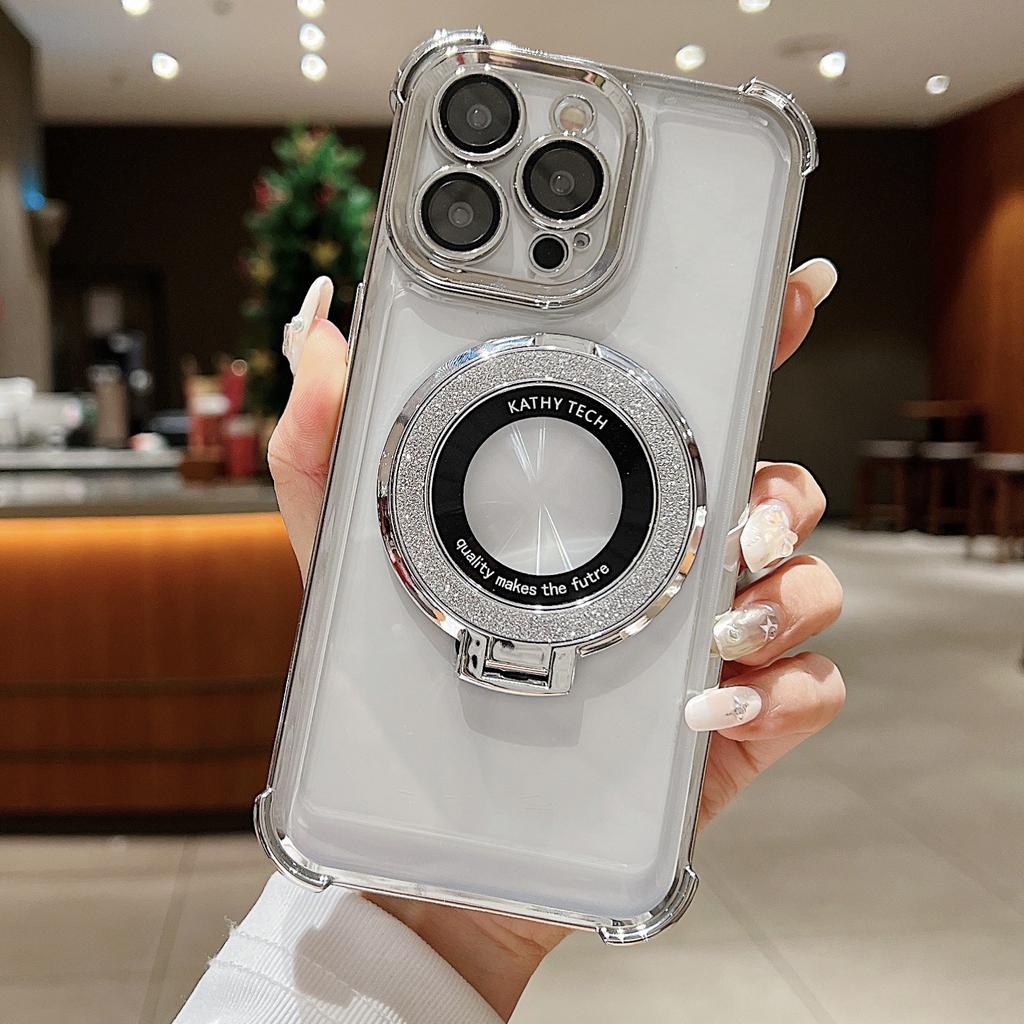 Applicable To IPhone16 Magnetic Suction Mobile Phone Case Airbag Anti-fall Case Apple 15 Promax14/13 with Lens Film