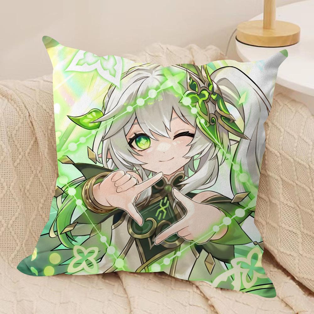 

Nahida Genshin Impact cute Cushion Cover Silky Short Plush Invisible Zipper Dustproof Sofa Pillow Case for Home Decor 30x30cm