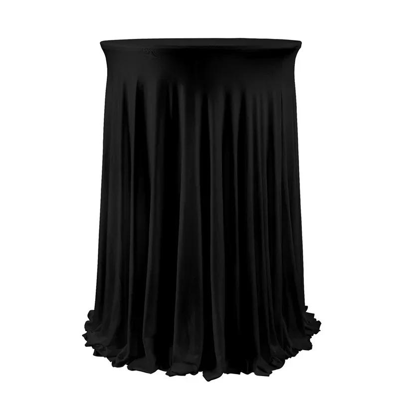 Round Spandex Cocktail Table Covers with Skirt, 32x43 Inch Stretch Fitted High Top Table Cover For Bar Wedding Party Banquet