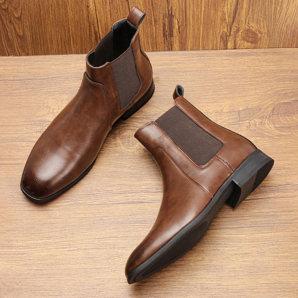 Chelsea Boots Men Retro Comfortable Brand Retro Fashion 2026 Leather Boots