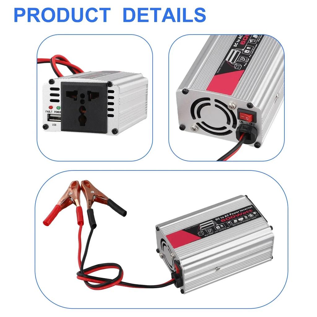 600W Power Inverter DC 12V To AC 220V Car Inverter With 2-Universal Sockets 1PC Practical Auto-Accessories-Tools
