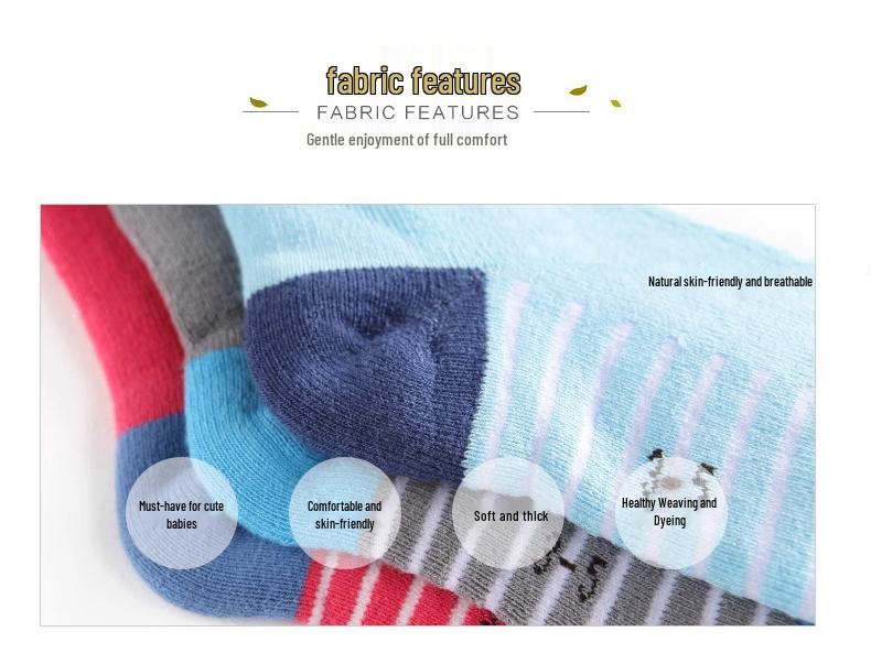 Children's Autumn/Winter Terry Cloth Mid-Calf Socks – Korean Style, Thick Cotton for Boys and Girls.