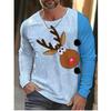 Funny Christmas Style Pattern T-Shirt For Men Elk Santa Gift 3D Print T Shirts Autumn Casual Long Sleeves Loose O-Neck Tops Tees