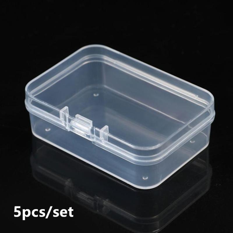 HH 5pcs Transparent Plastic Box Jewelry Packaging Component For Receiving Box ID Card Jewelry Rectangle Home Plastic Storage Box