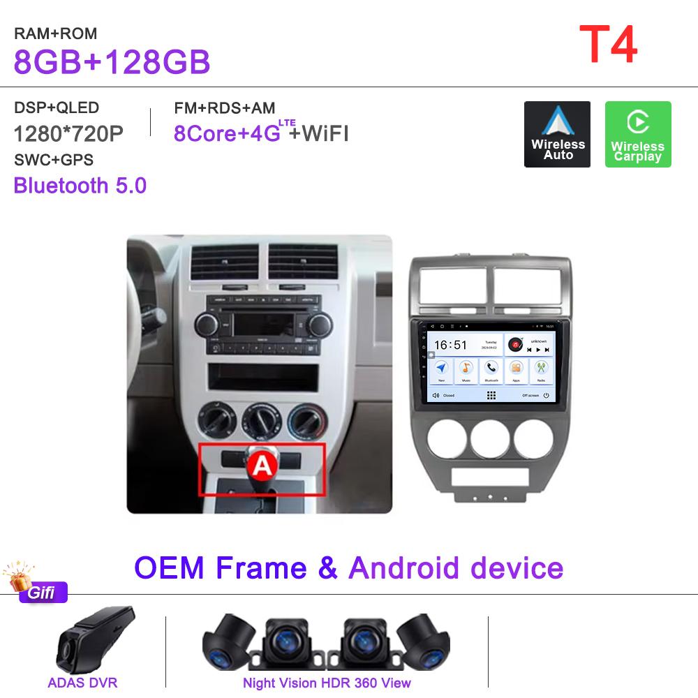 Android 16 Radio For Dodge Caliber Jeep Compass 1 MK Patriot 2006 - 2010 Multimedia Player Stereo Head Unit GPS Navigation HDR