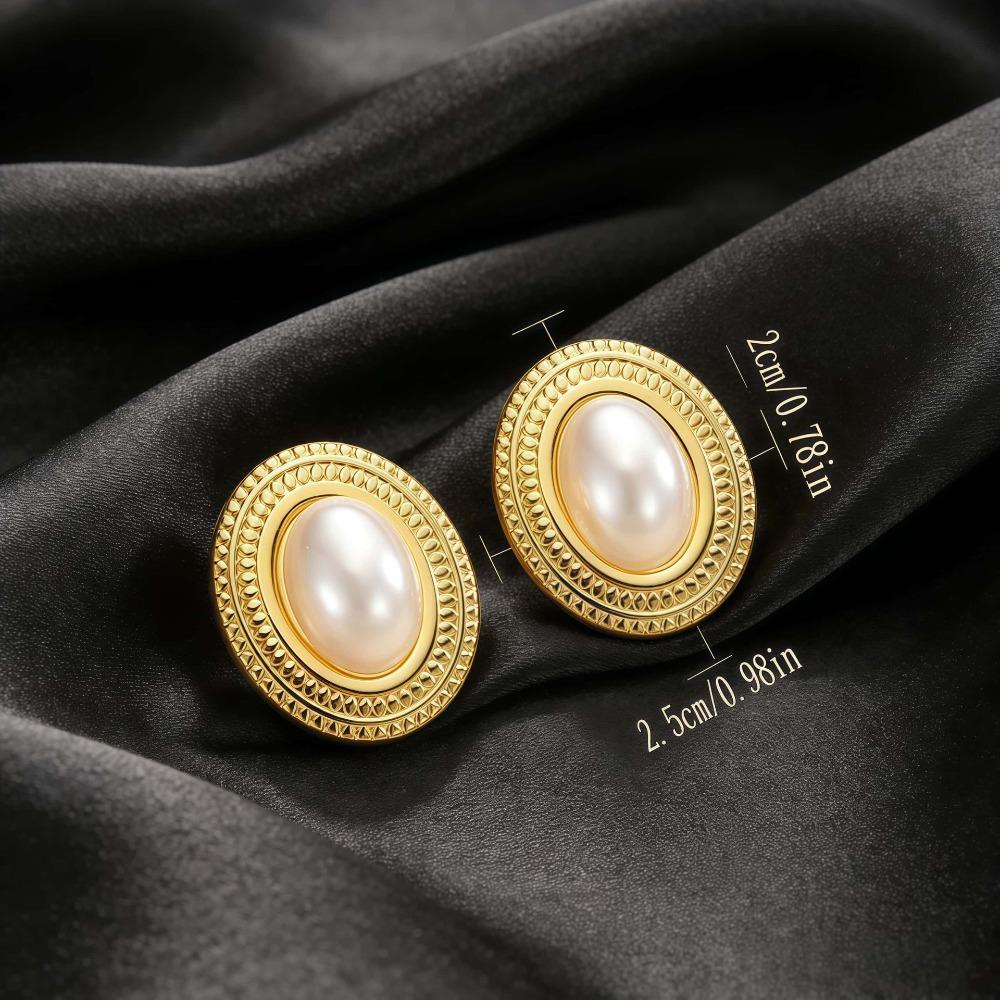 ins style French retro pearl stud earrings women's 18K gold-plated niche design high-end earrings