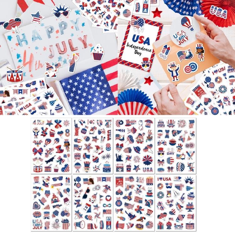 24 Sheets Independence Day Decorative Sticker Waterproof Sticker For Notebook Luggage Gift Packaging Decoration