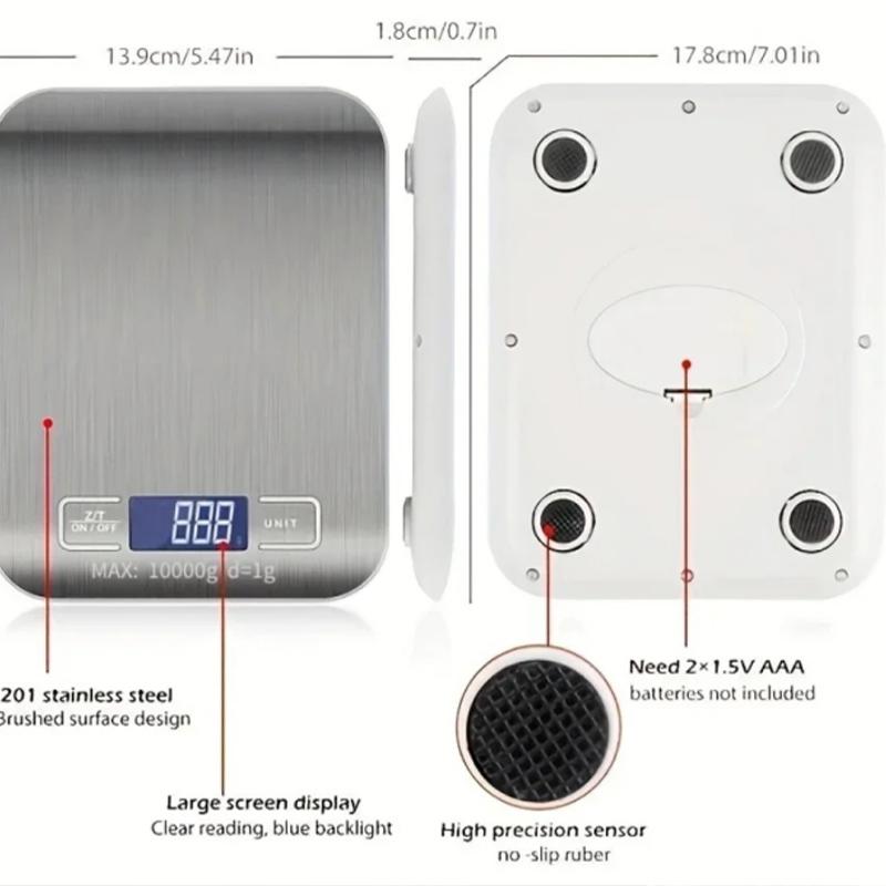 Scale with Tare Function Electronic Coffee Brewing Scale LCD Display Stainless Steel Screen 10kg Kitchen Scale Digital Kitchen