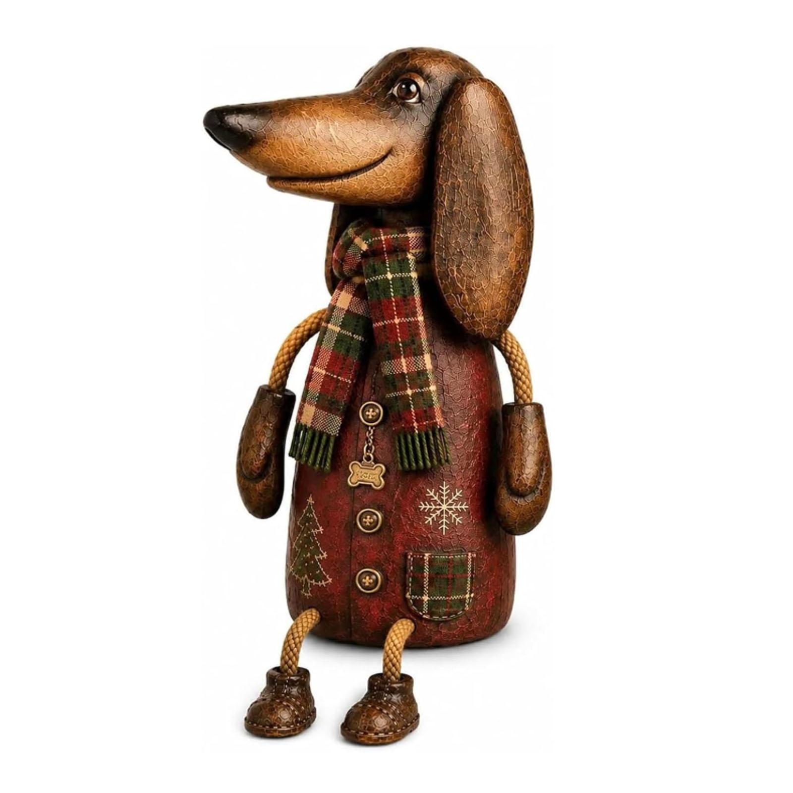 Retro Christmas Dachshund Bookshelf Chair Desktop Decorative Ornaments 1PCS brown hnedá