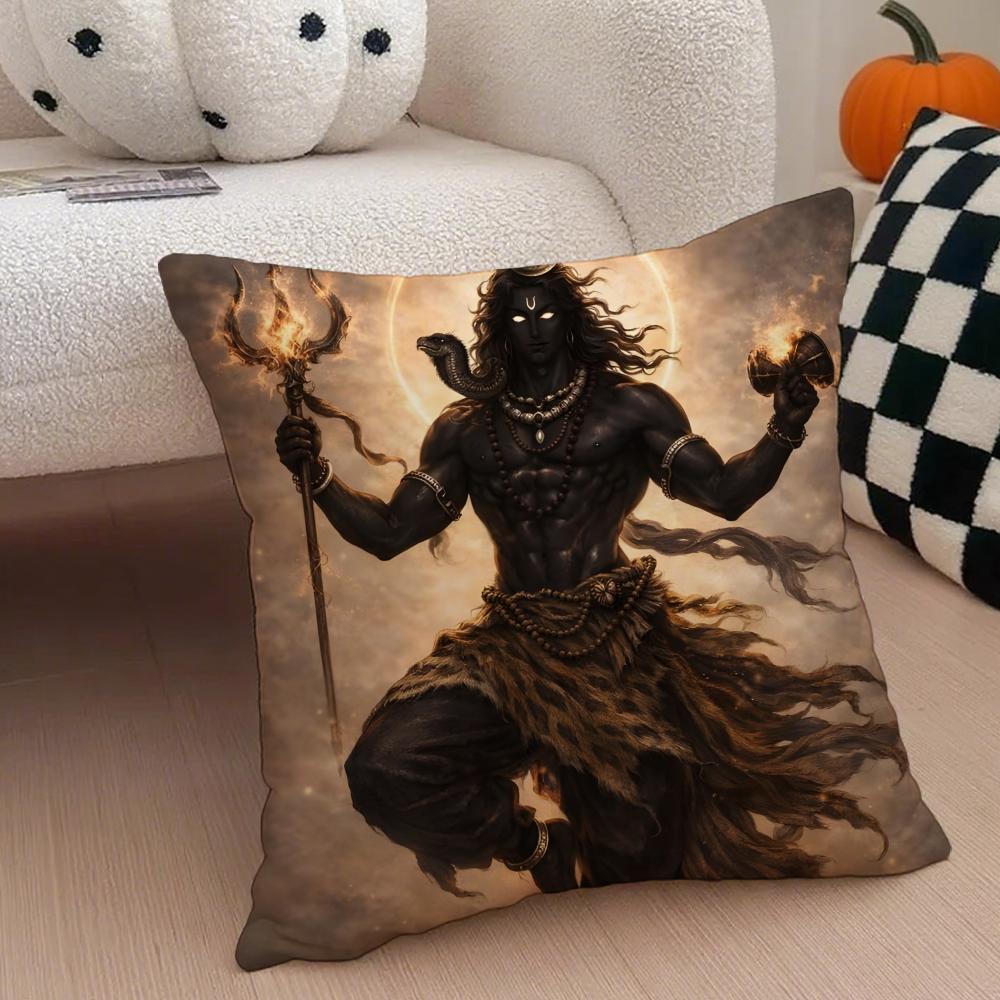 SShiva Trident Cushion Cover Throw Pillow Cover Hidden Button Durable Polyester Chair Cushion