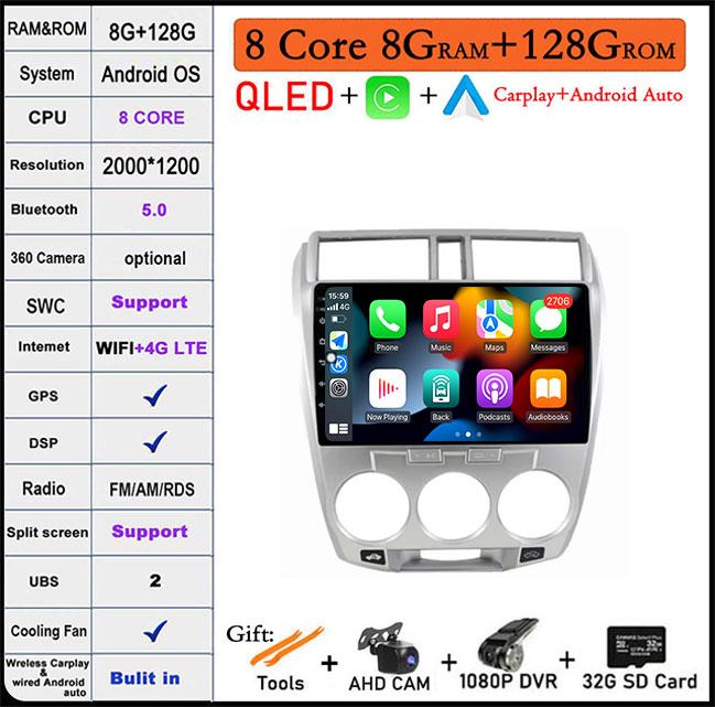 9 Lnch For Honda City 2008 -2013 Car Radio Multimedia Video Player Navigation GPS Head Unit BT