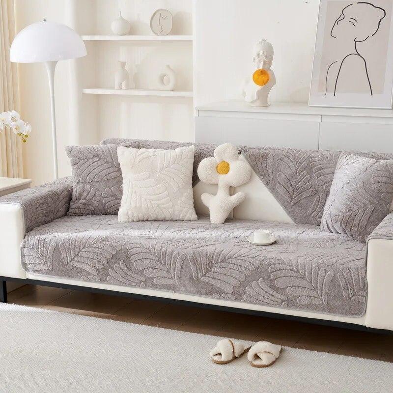 Plyšový polštář na pohovku Teplý listový potah na pohovku Protiskluzový potah na područky Ručník Opěradlo Zesílený polštář Zima Nový Králík