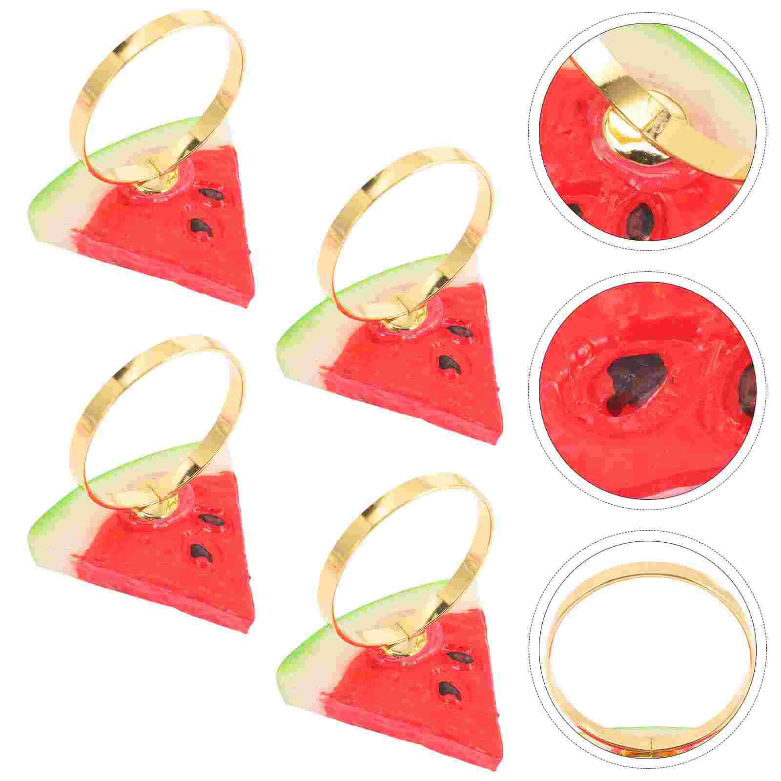 

4 шт. Кольца для салфеток в виде арбуза, Праздничные бумажные сервировочные приборы, Держатель для фруктов, Пряжки для ужина красный