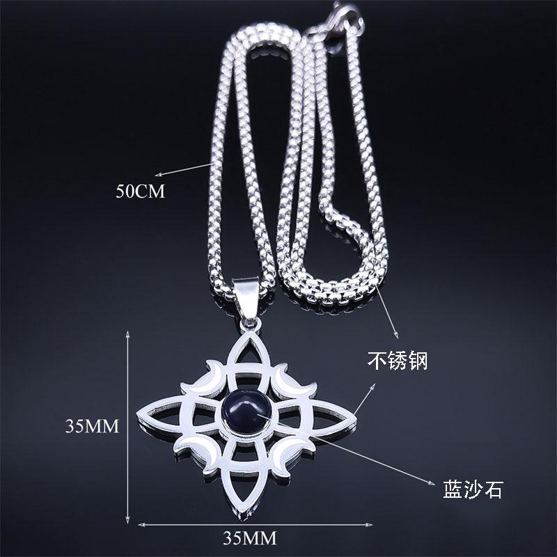 Celtic Knot Triple Moon Muse Necklace Stainless Steel Natural Stone Witch Amulet Necklace Jewelry