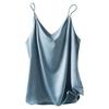 Solid Color Satin V-neck Tank Top for Women Pure Color Satin V-neck Strap Female